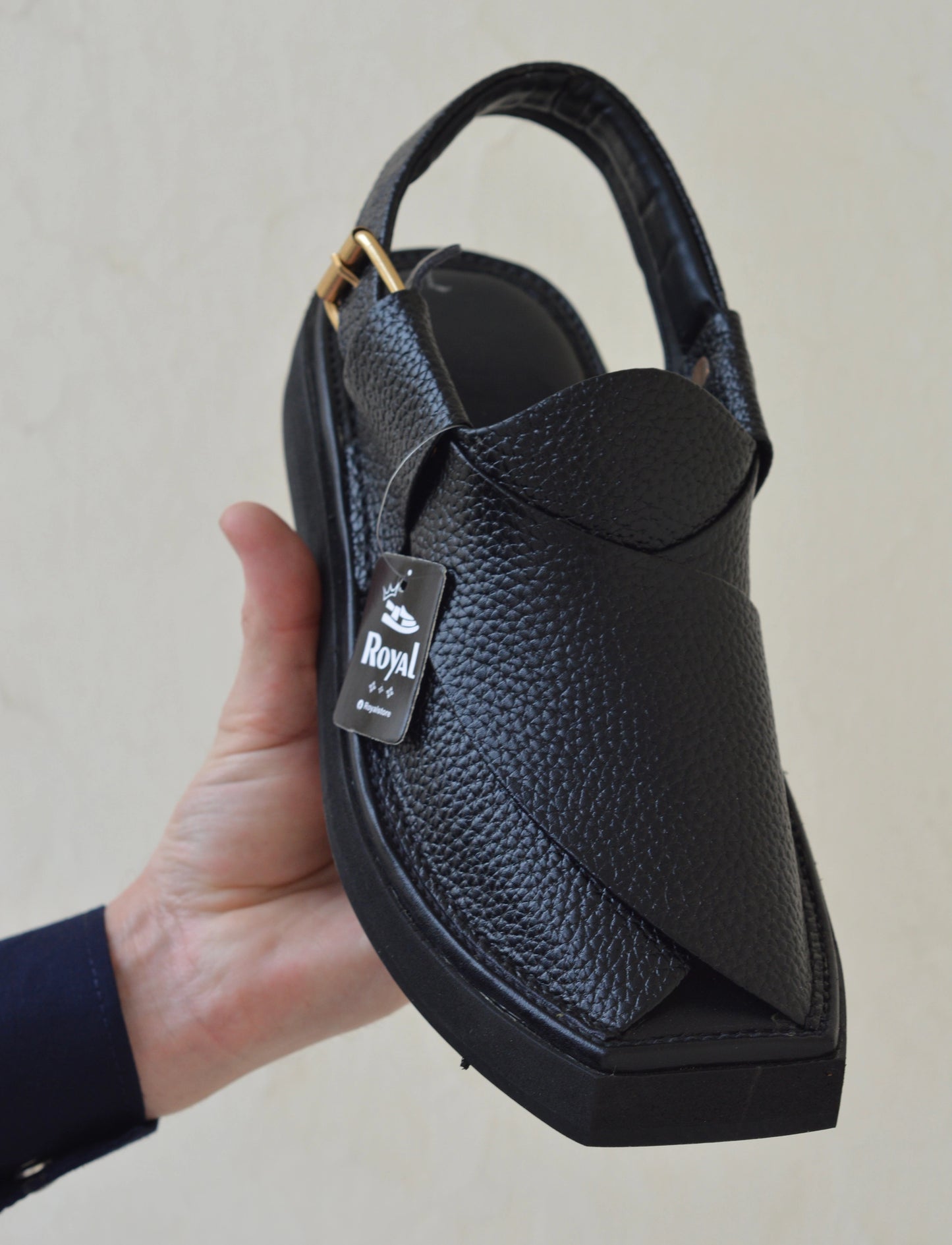 Black Doted Kaptaan Chappal